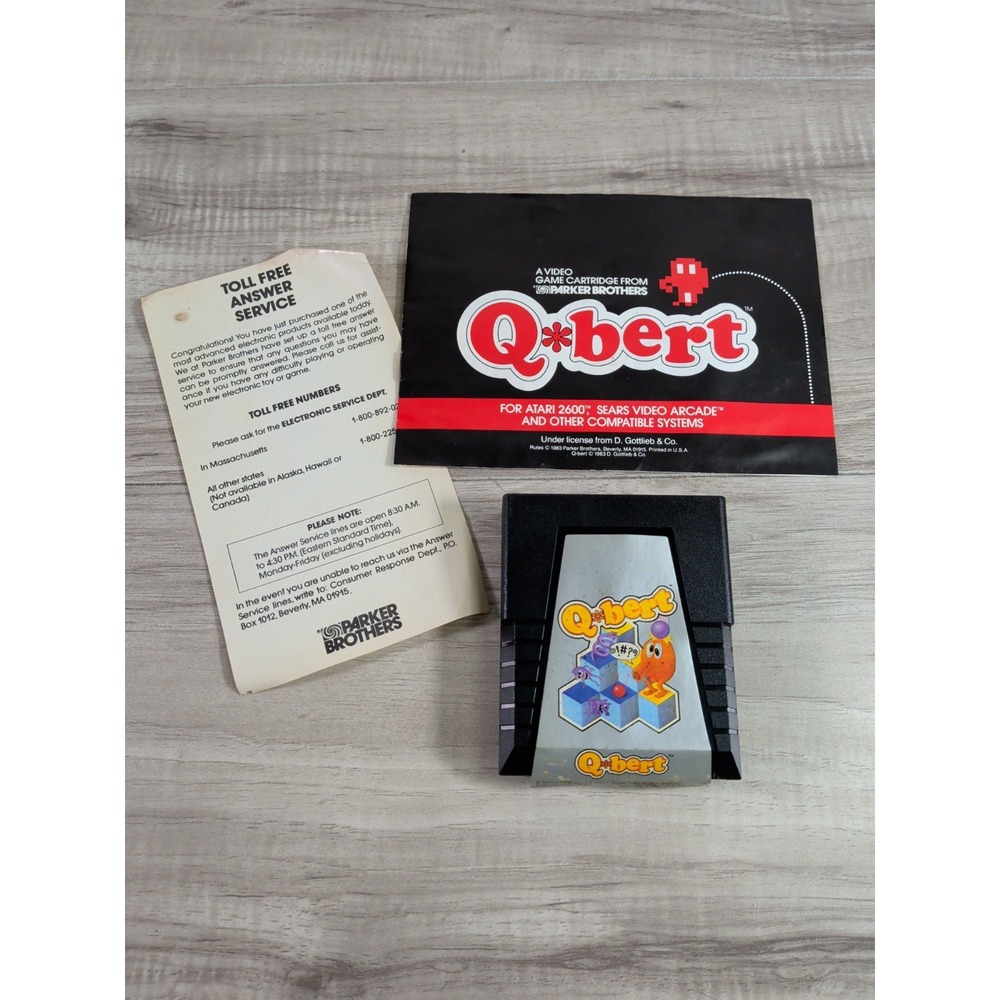 Q*bert Arcade Atari 2600 Parker Brothers 1983 Video Game Cartridge 80S ARCADE